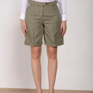 Brigitte Bermuda Chino Dame aus geflammter Baumwolle und Leinen relaxed fit