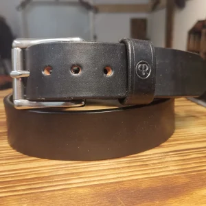 Ledergürtel schwarz Heritage, Edelstahl 4cm