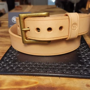 Ledergürtel Vintage, Natur & Brass, 38mm