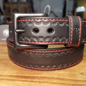 Ledergürtel Duke High Style, black & red, 38 mm