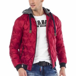 CM152 Herren Winterjacke – Saxblue Steppjacke mit abnehmbarer Kapuze & Glanzoptik | Warme Streetwear für kalte Tage