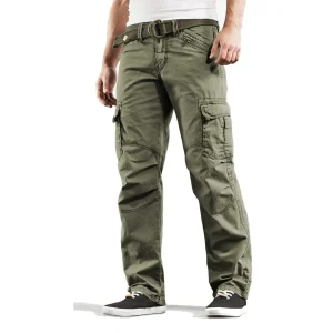 TIMEZONE BenitoTZ Herren-Cargohose 100% Baumwolle inkl. Gürtel 4227 Light Tank Green