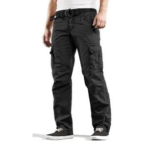 TIMEZONE Loose BenitoTZ Herren-Cargohose 100% Baumwolle inkl. Gürtel 999/9000 Black