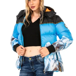 WM119 Damen Winterjacke mit auffäligem Print